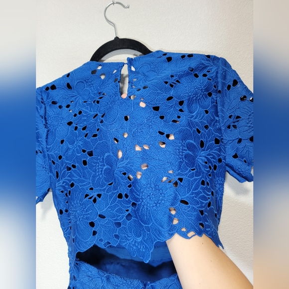 Diane von Furstenberg DVF blue floral lace open back dress - Picture 10 of 14